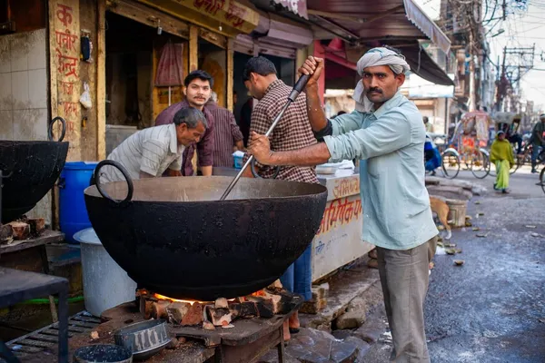 Street side food preparation